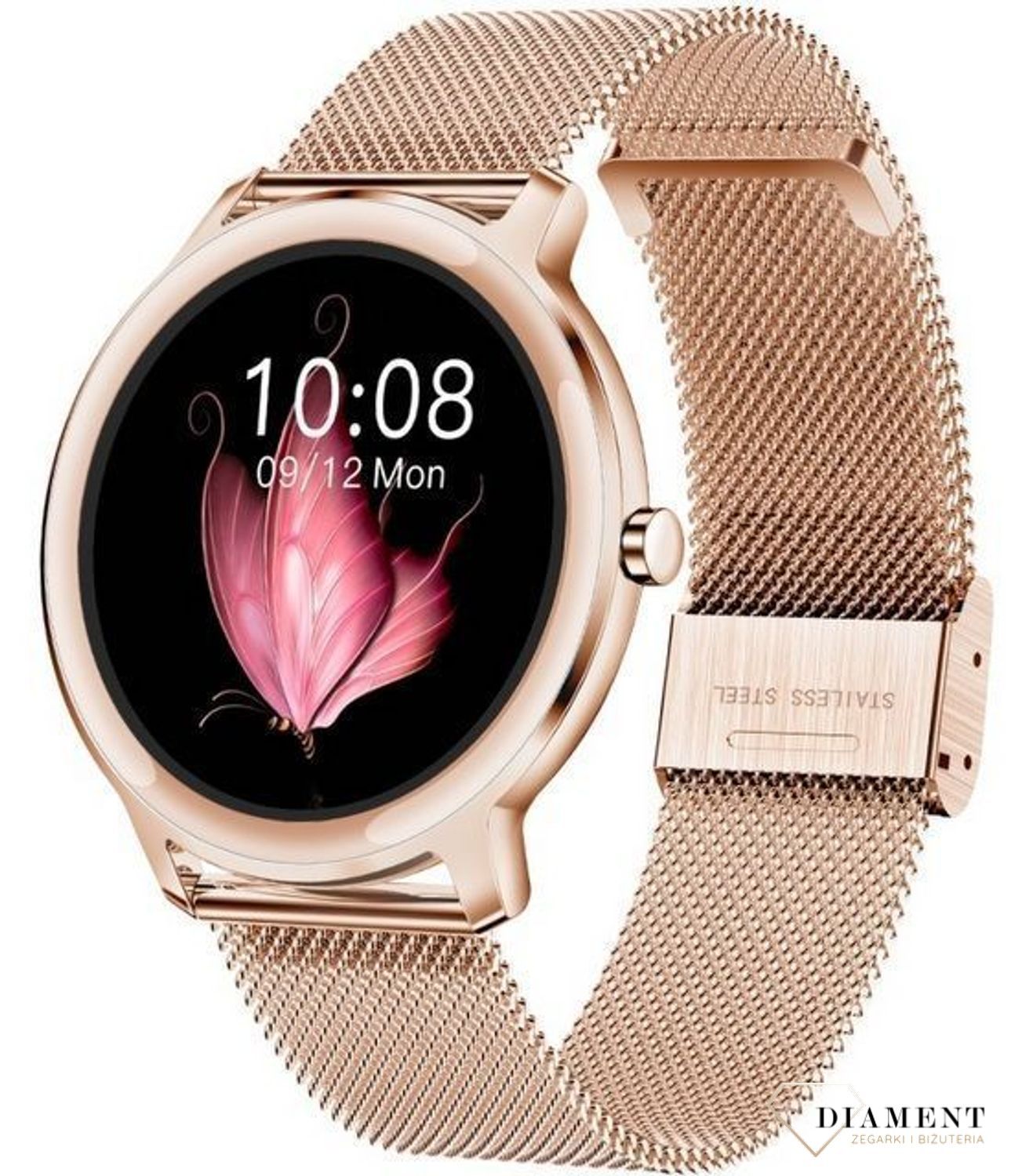 Smartwatch Rubicon na bransolecie Super Slim 9 mm różowe złoto RNBE66v.jpg